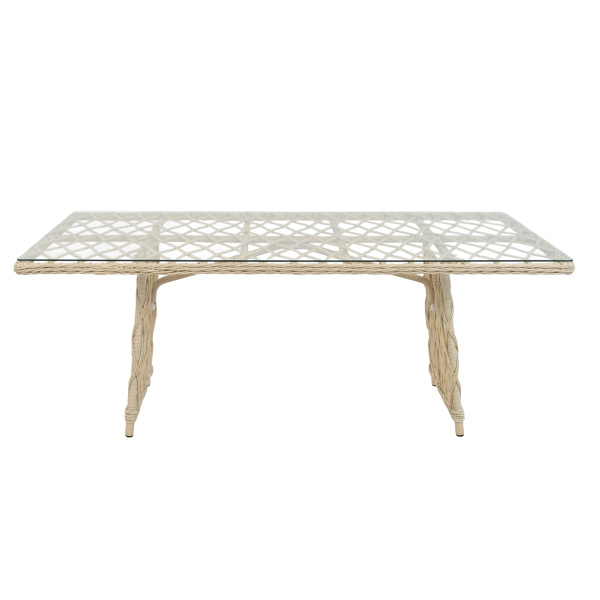 Стол обеденный КАЛИПСО 100х200 со стеклом (100х200хH76, Эрба стейпл айвори, Алюминий, Стекло )