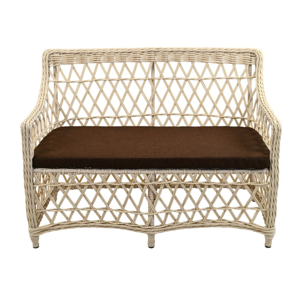 Диван КАЛИПСО 2-местный с подушкой (118х66хН86, Эрба стейпл айвори, Алюминий, эстера шоколадный)