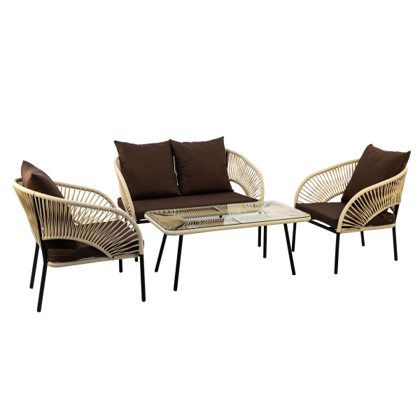 Комплект LUNA лаунж (2 кресла, диван 2-местн, стол журнальный)