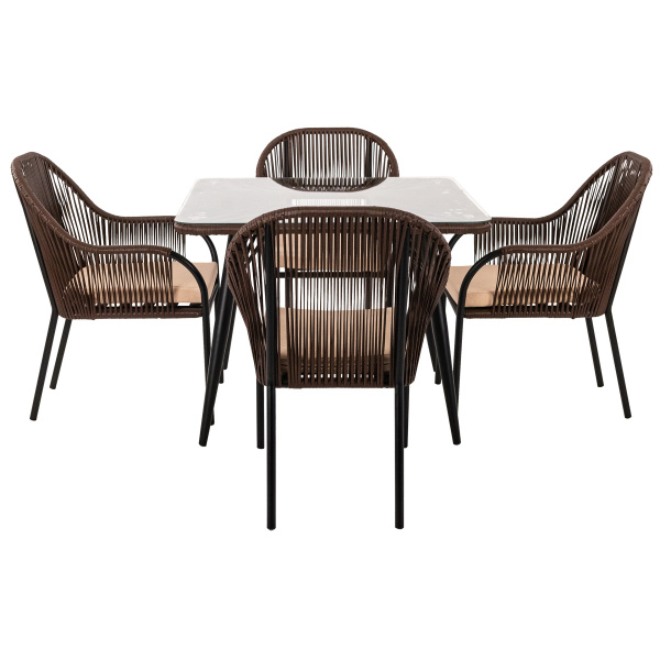 Комплект NUAR обеденный (4 стула, стол обеденный 80х80хН76)