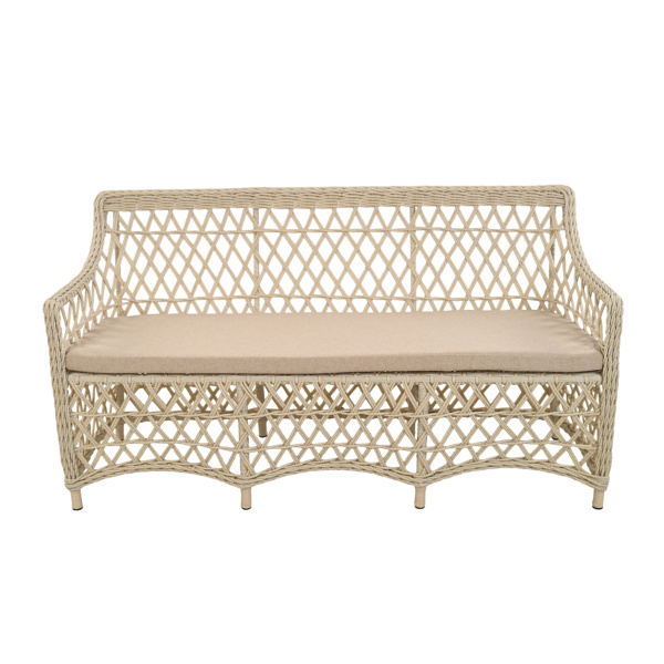Диван КАЛИПСО 3-местный с подушкой (158х66хН86, Эрба стейпл айвори, Алюминий, эстера песочный)