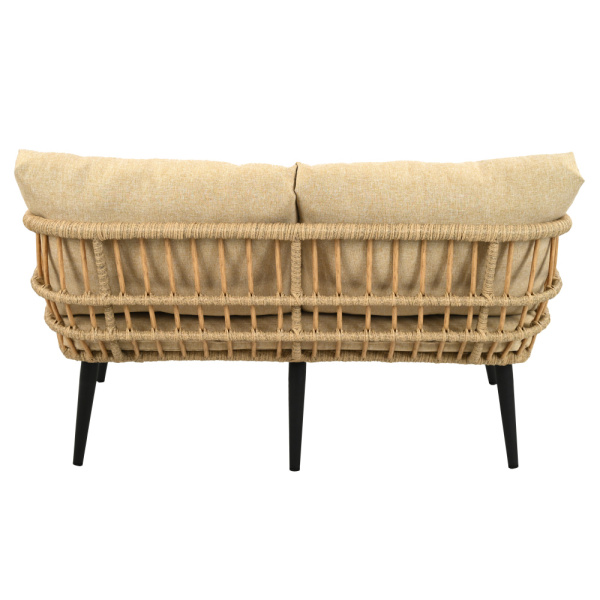 Диван LIANA 2-местный с комплектом подушек (123х68,5хН66,5, Эрба плессе грано, Сталь, estera песочный)