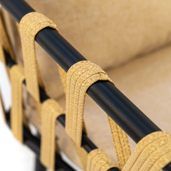 Диван LIMA 2-местный с комплектом подушек (120х68хН68, Эрба стейпл грано, Сталь, estera песочный)