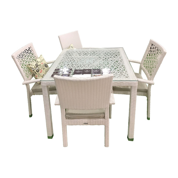 Стол TURIN ажурный квадратный (разборный) со стеклом Стол TURIN ажурный квадратный (разборный) со стеклом