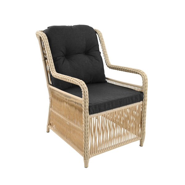 Комплект МИЛАН (2 кресла, 2-местный диван, стол обеденный 90х150) (Эрба стейпл айвори, Алюминий , estera темно-серый)