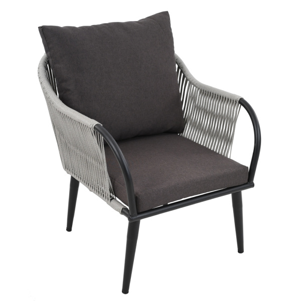 Комплект NUAR лаунж разборный (Диван 2-местный, 2 кресла, стол журнальный) (Эрба стейпл графит, Сталь , estera темно-серый)