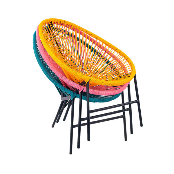 Комплект ACAPULCO (2 стула) (Прут soft розовый, Сталь Чёрный, без подушки(ек))