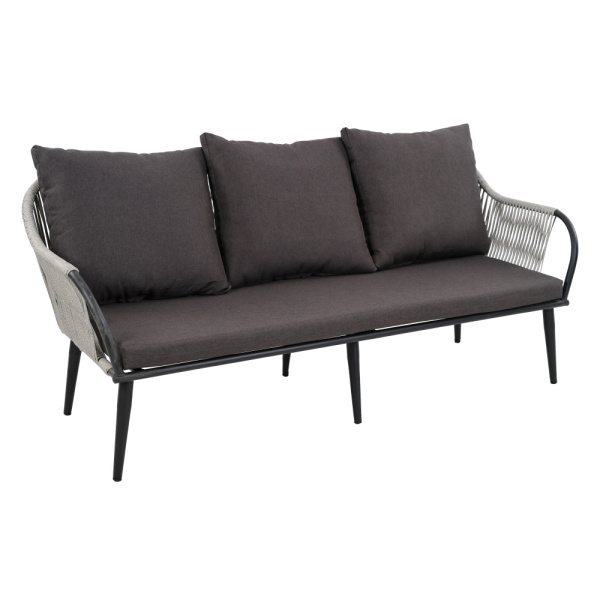 Комплект NUAR3 лаунж разборный (диван 3-местный, 2 кресла, стол журнальный) (Эрба стейпл графит, Сталь , estera темно-серый)