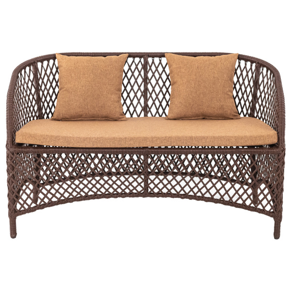 Диван AURA 2-местный (130х65хН80, Эрба стейпл коричневый, Сталь, estera тауп)