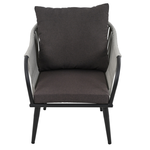 Комплект NUAR лаунж разборный (Диван 2-местный, 2 кресла, стол журнальный) (Эрба стейпл графит, Сталь , estera темно-серый)