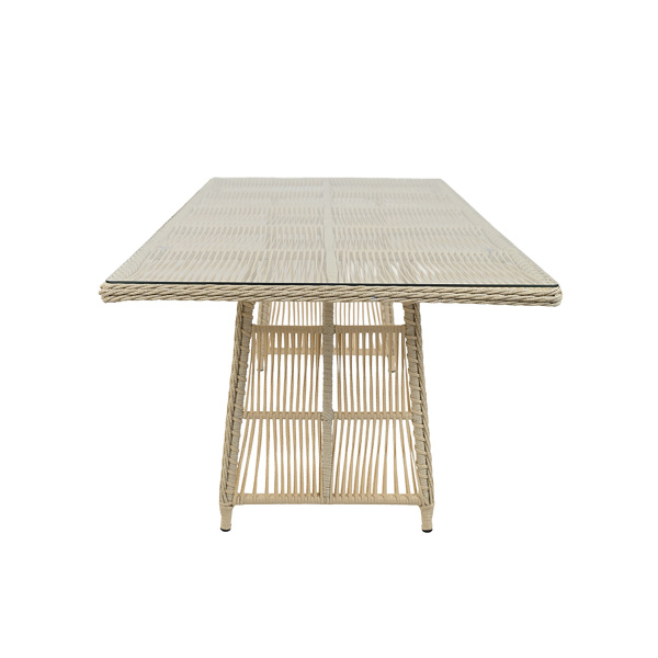 Стол обеденный МИЛАН 100х200хН76 со стеклом (100х200хH76, Эрба стейпл айвори, Алюминий, , Стекло закаленное)