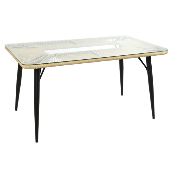 Комплект NUAR обеденный (6 стульев, стол 90х150хН76) (Эрба стейпл грано, Сталь , estera шоколадный)