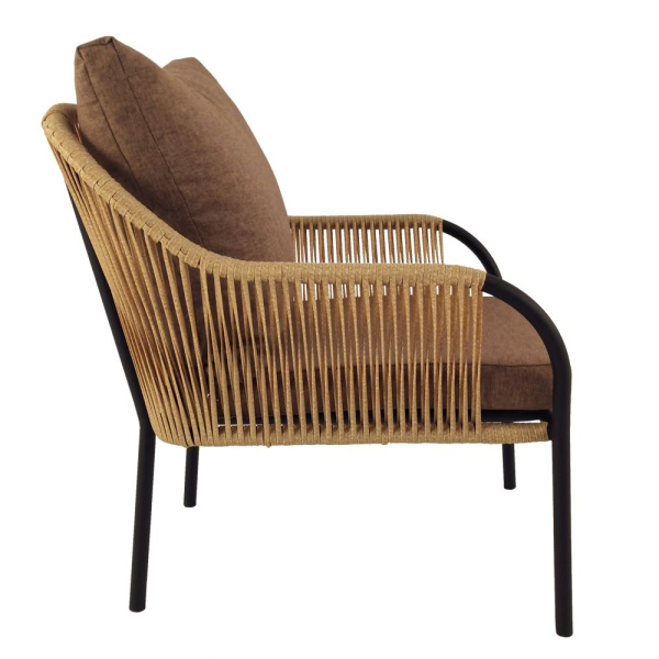 Кресло NUAR с комплектом подушек (70х76хН80, Эрба стейпл грано, Сталь, estera песочный)