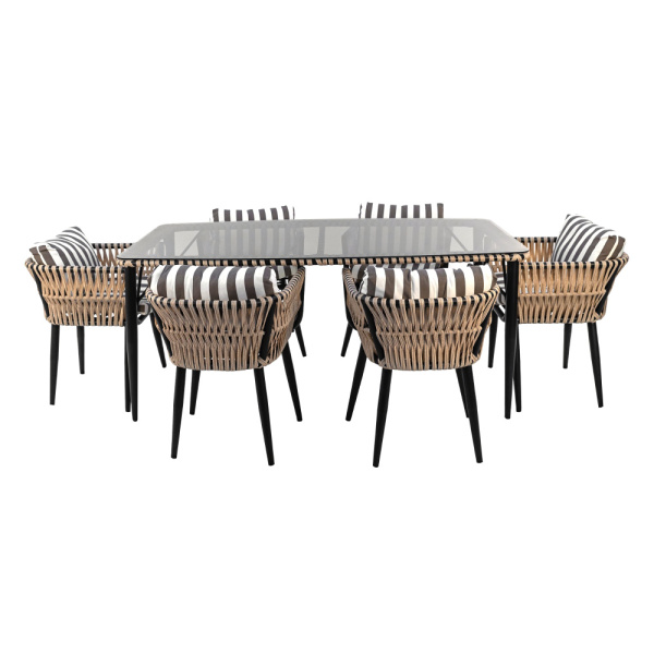 Стол обеденный TINTO (st) со стеклом (180х100хH76, Эрба плессе жемчуг, Сталь, Разборный, Стекло закаленное 6 мм)