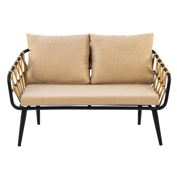 Диван LIMA 2-местный с комплектом подушек (120х68хН68, Эрба стейпл грано, Сталь, estera песочный)