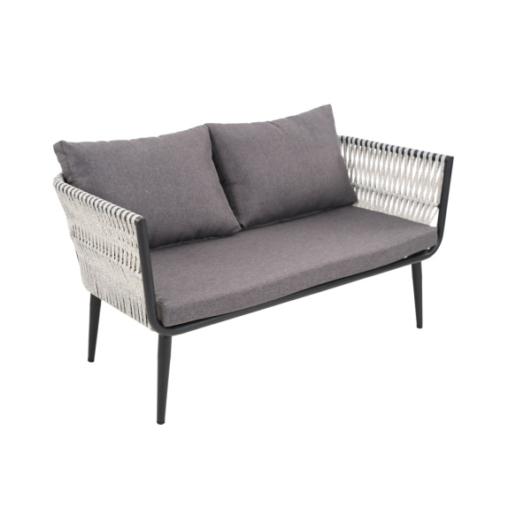 Диван TINTO 2-местный st с комплектом подушек (Эрба плессе графит, 131х76хН68, Сталь, Чёрный, estera темно-серый)