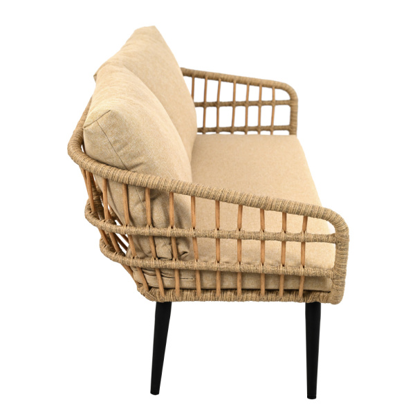 Диван LIANA 2-местный с комплектом подушек (123х68,5хН66,5, Эрба плессе грано, Сталь, estera песочный)