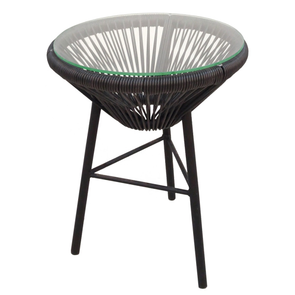 Комплект Стул CAFE2 со столом ACAPULCO (черный) (Кофейный полумесяц 7-10 мм, Сталь , без подушки(ек))