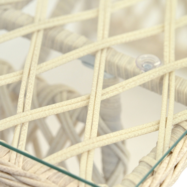 Стол кофейный КАЛИПСО 70х110хН60 со стеклом (70x110xH60, Эрба стейпл айвори, Алюминий, Стекло )