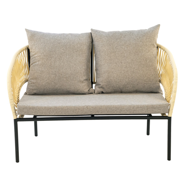 Диван LUNA 2-местный с комплектом подушек (122х75хН80, Эрба стейпл айвори, Сталь, estera темно-серый)